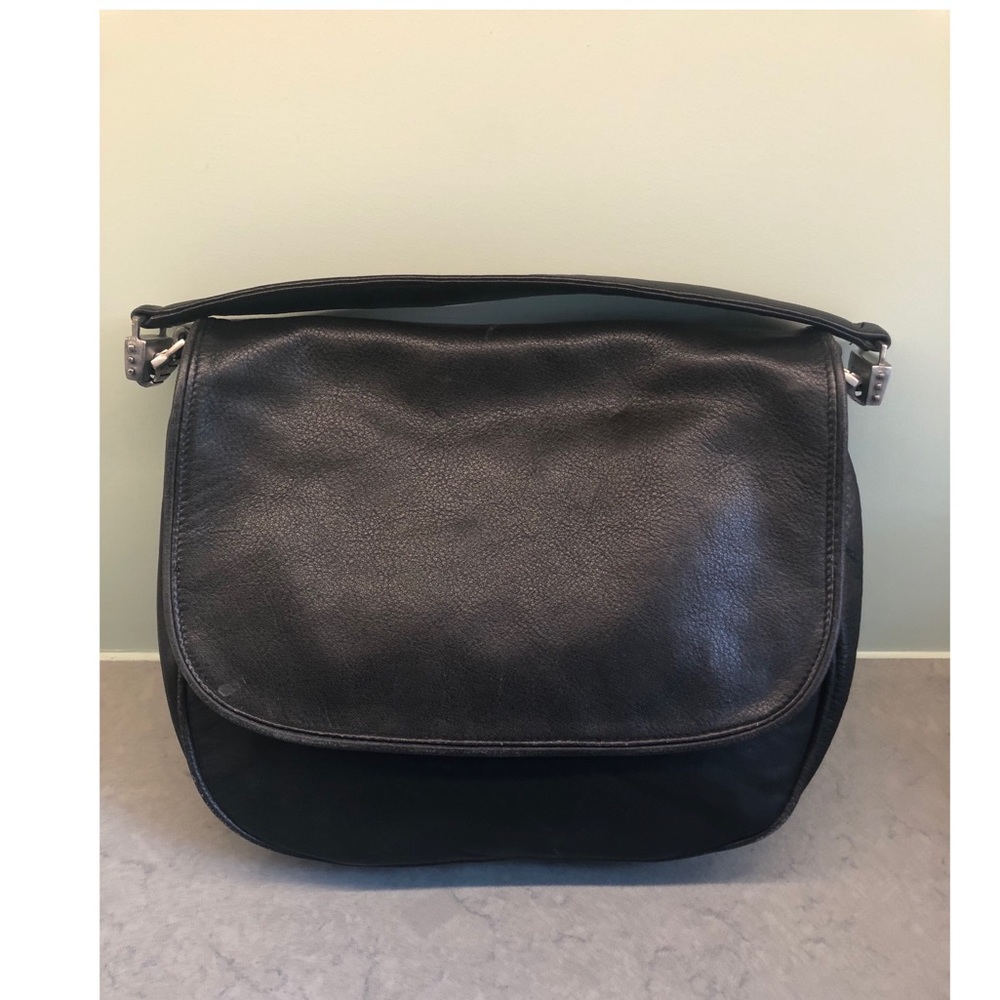 Vintage Lisa Jenks Black Leather Shoulder Purse